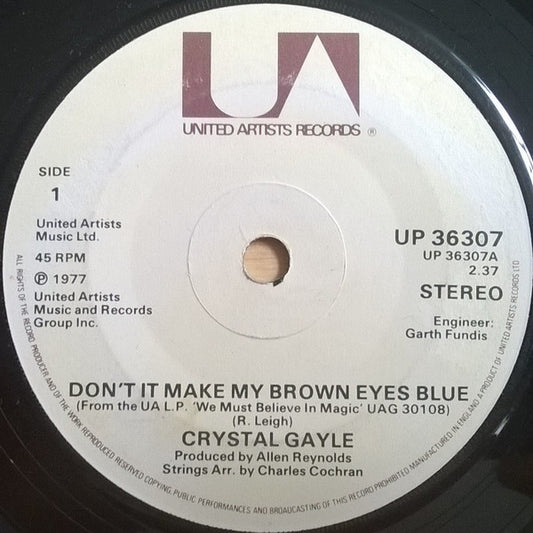 Crystal Gayle : Don't It Make My Brown Eyes Blue (7", Single, Sol)