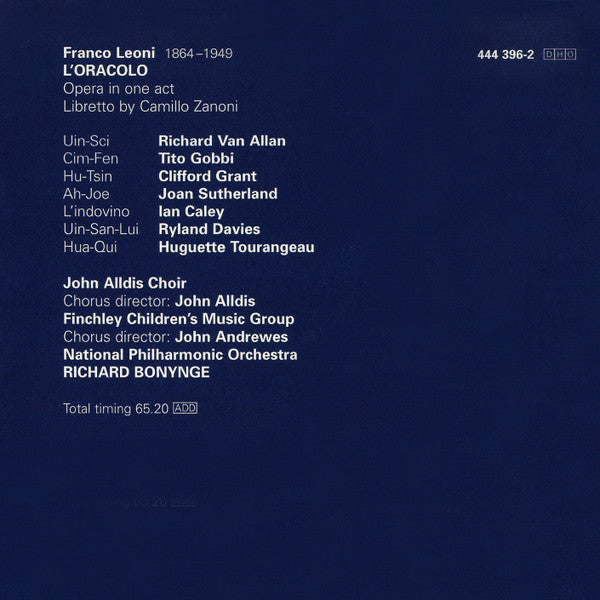 Franco Leoni - Joan Sutherland •  Tito Gobbi •  Richard Van Allan •  Ryland Davies •  Clifford Grant •  Huguette Tourangeau •  Richard Bonynge : L´Oracolo (CD, Album, RE, RM)
