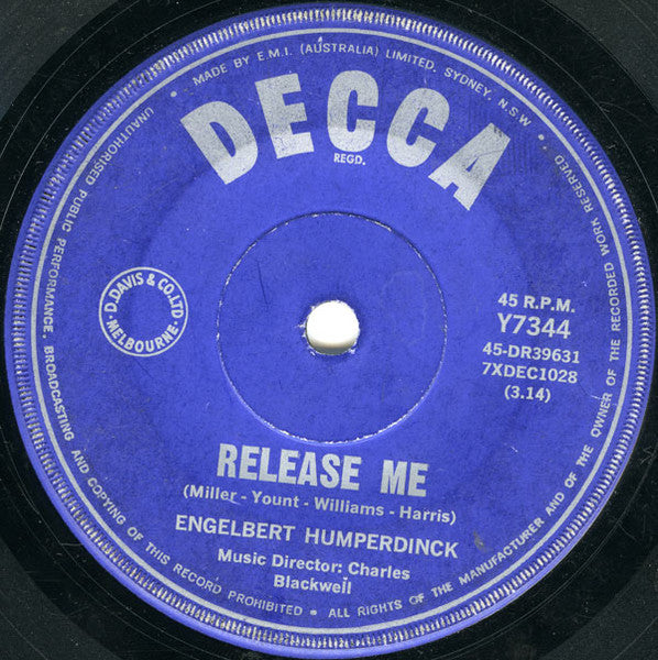 Engelbert Humperdinck : Release Me (7", Single)