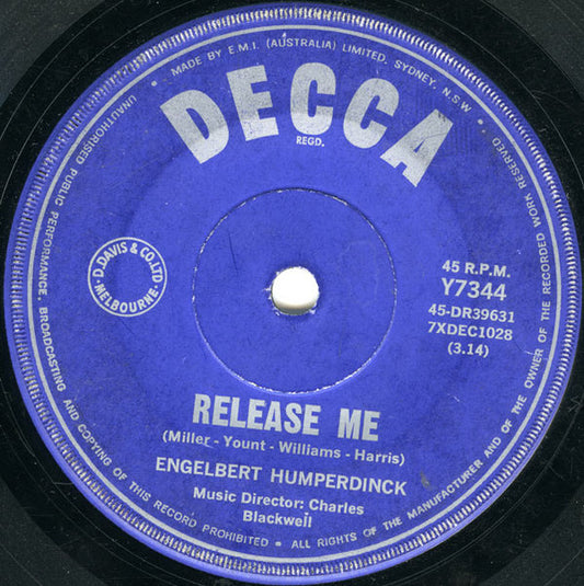 Engelbert Humperdinck : Release Me (7", Single)