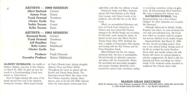 Albert Burbank & Raymond Burke : Creole Clarinet Greats! (CD, Comp)
