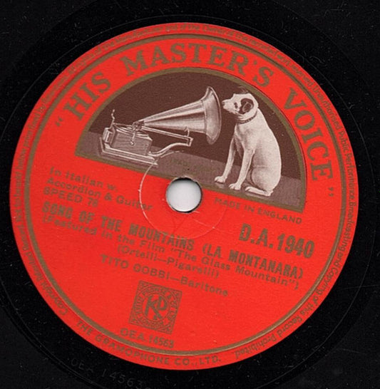 Tito Gobbi : Song Of The Mountains (La Montanara) (Shellac, 10")