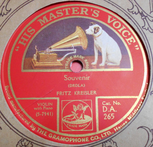 Fritz Kreisler : Souvenir / Chanson Sans Paroles (Shellac, 10")