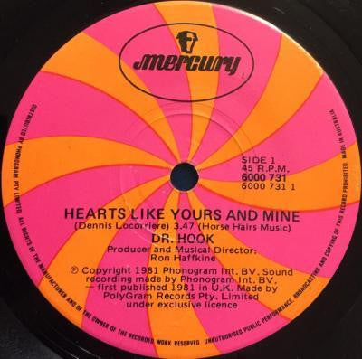 Dr. Hook : Hearts Like Yours And Mine (7", Single)