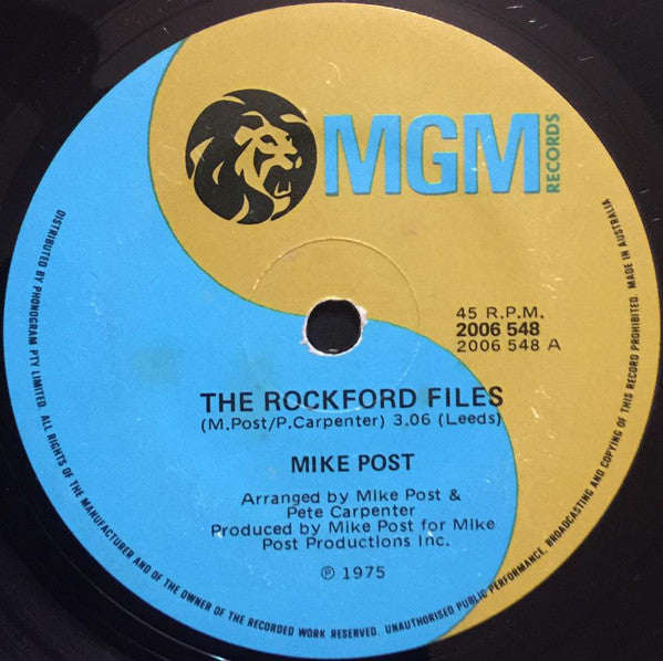 Mike Post : The Rockford Files (7", Single)