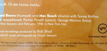 Clifford Brown And Max Roach : At Basin Street (CD, Album, RE, RM, Dig)