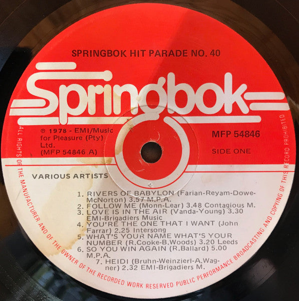 Unknown Artist : Springbok Hit Parade 40 (LP, Comp)