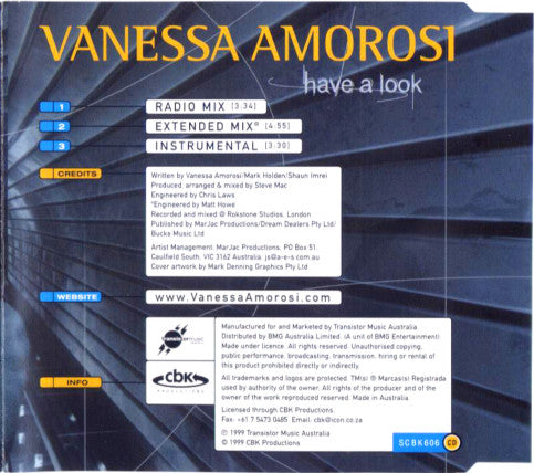 Vanessa Amorosi : Have A Look (CD, Single)