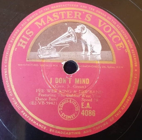 Pee Wee King & His Band : Busybody / I Don't Mind (Shellac, 10")