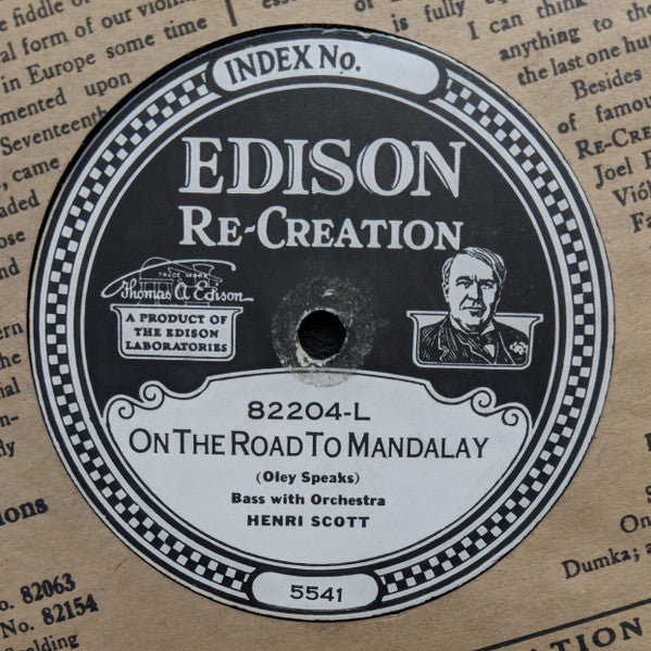 Frieda Hempel And The Lyric Male Quartet / Henri Scott : Hush, Little Baby, Don't You Cry / On The Road To Mandalay (Edison Disc, RP, Pap)
