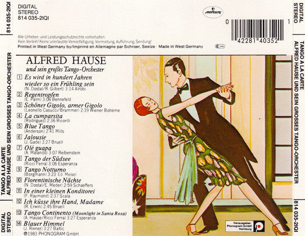 Alfred Hause Und Sein Grosses Tango-Orchester* : Tango Á La Carte (CD, Album)
