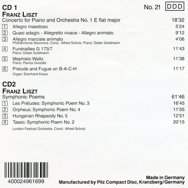 Franz Liszt : Piano Concerto No. 1 / Symphonic Poems (2xCD, Comp)