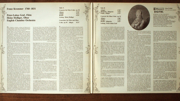 Franz Krommer*, Peter-Lukas Graf, Heinz Holliger, English Chamber Orchestra : Concerto Für Flöte G-Dur, Op. 30 / Concertino Für Flöte Und Oboe C-Dur, Op. 65 / Concerto Für Oboe F-Dur, Op. 52 (LP)
