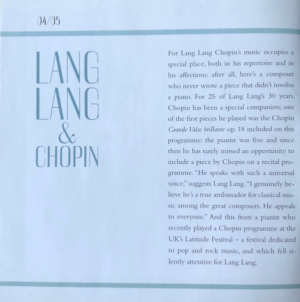 Lang Lang : The Chopin Album (CD, Album)