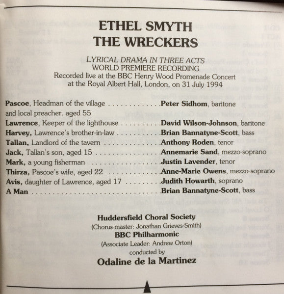 Ethel Smyth, BBC Philharmonic, Odaline De La Martinez, Huddersfield Choral Society : The Wreckers (2xCD, Album)