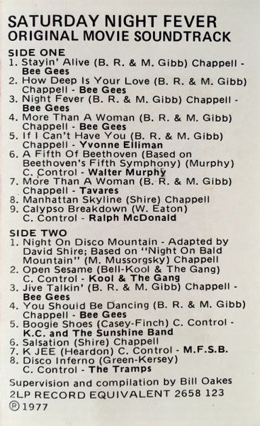 Various : Saturday Night Fever (The Original Movie Sound Track) (Cass, Album, Comp, Gre)