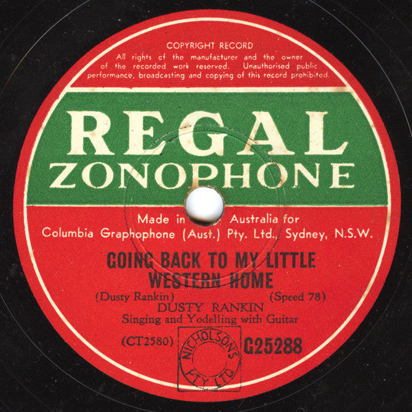 Dusty Rankin : I'll Never Fall In Love Anymore / Going Back To My Little Western Home (Shellac, 10")