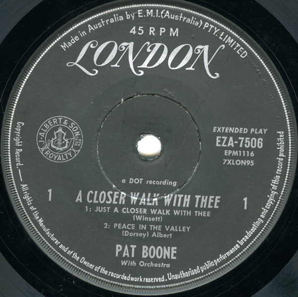 Pat Boone : A Closer Walk With Thee (7", EP, RE, Sol)