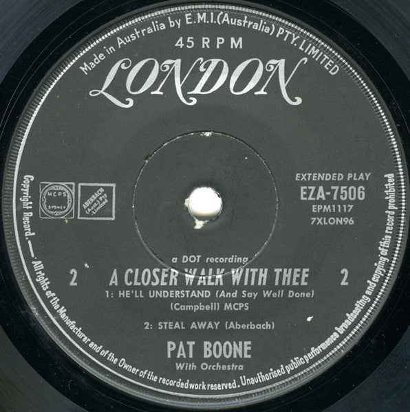 Pat Boone : A Closer Walk With Thee (7", EP, RE, Sol)
