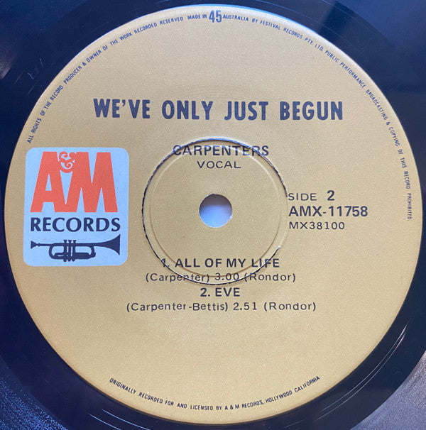 Carpenters : We've Only Just Begun (7", EP)