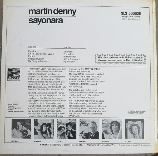 Martin Denny : Sayonara (LP, Comp)