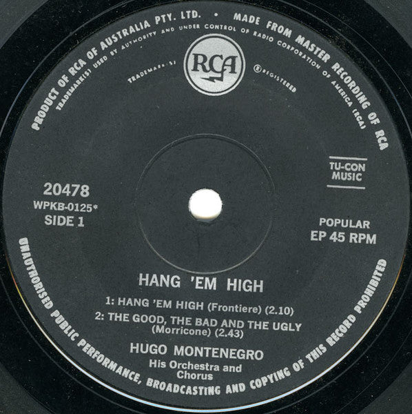 Hugo Montenegro, His Orchestra And Chorus : Hang 'Em High (7", EP)