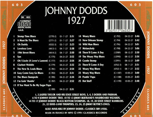 Johnny Dodds : 1927 (CD, Comp)