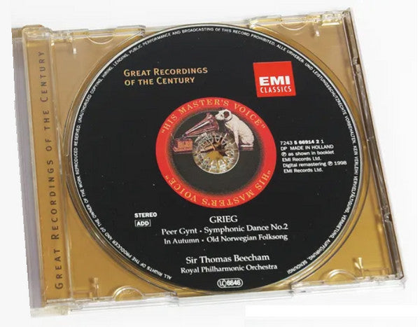 Grieg*, Royal Philharmonic Orchestra, Sir Thomas Beecham : Peer Gynt · Symphonic Dance No.2 · In Autumn · Old Norwegian Folksong With Variations (CD, Album, RE, RM)