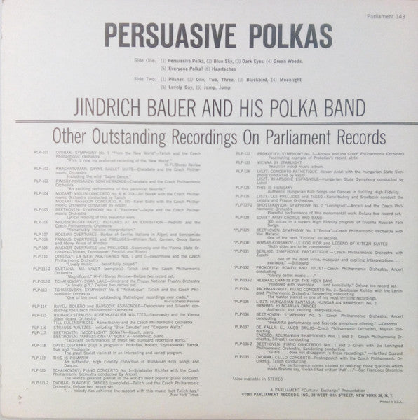 Jindřich Bauer Brass Band : Persuasive Polkas (LP)