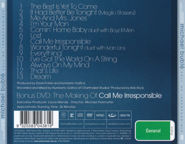 Michael Bublé : Call Me Irresponsible (CD, Album, Ltd + DVD, NTSC)