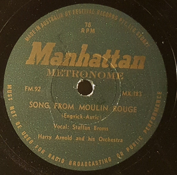 Harry Arnolds Orkester, Staffan Broms : Song From Moulin Rouge / Say It With Your Heart (Shellac, 10")
