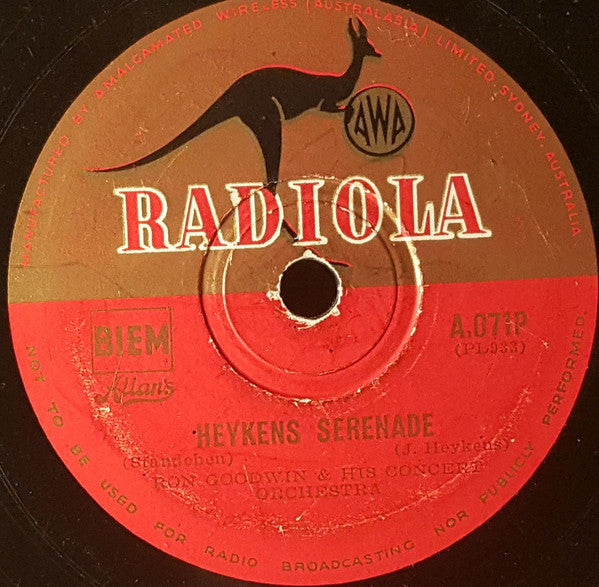 Ron Goodwin And His Orchestra : Heykens Serenade / Wedding Of The Rose (Shellac, 10", Promo)
