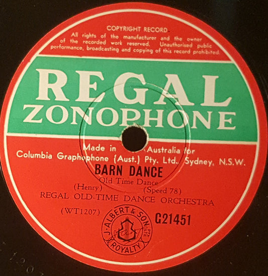 Regal Old-Time Dance Orchestra : Barn Dance / Little Toy Soldier (Shellac, 10")