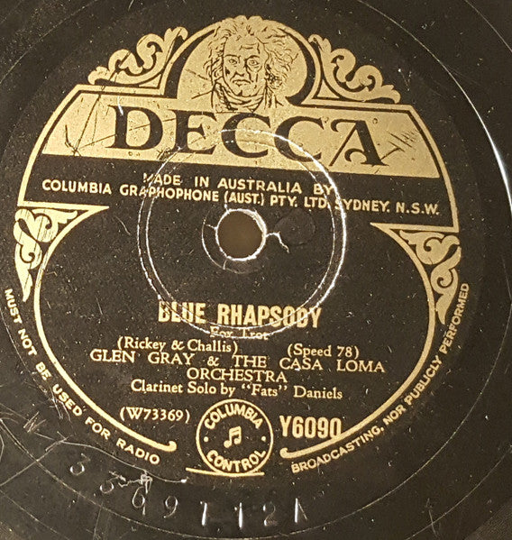 Glen Gray & The Casa Loma Orchestra : Blue Rhapsody / Just An Old Manuscript (Shellac, 10")