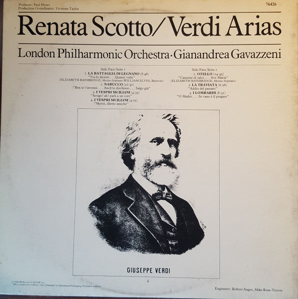 Renata Scotto Sings Verdi* : Renata Scotto Sings Verdi (LP, Album, Gat)