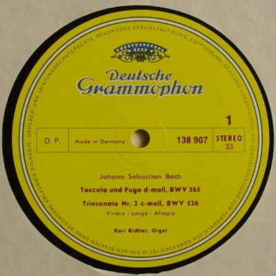 Johann Sebastian Bach – Karl Richter : Toccata Und Fuge d-moll, BWV 565 · Triosonate Nr. 2 c-moll, BWV 526 · Präludium Und Fuge D-dur, BWV 532 · Fantasie Und Fuge g-moll, BWV 542 (LP, RP, Ber)