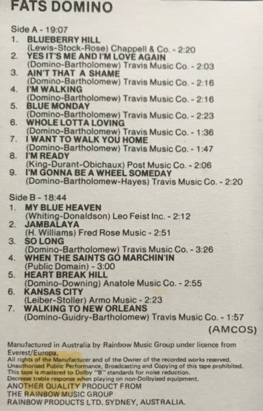 Fats Domino : 16 Original Hits (Cass, Comp)