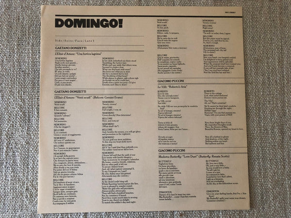 Placido Domingo : Domingo! (LP, Comp, Promo)
