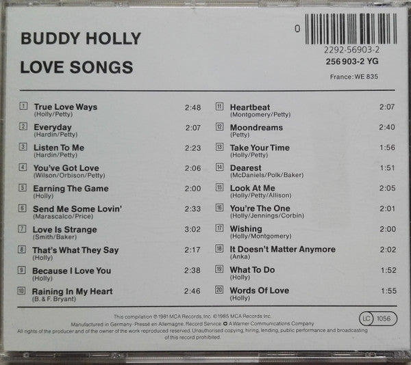 Buddy Holly : Love Songs (CD, Comp)