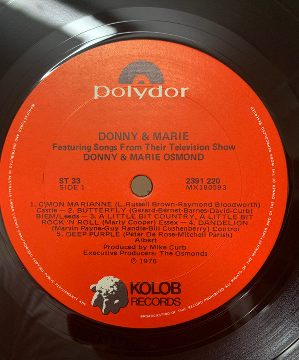Donny & Marie* : Featuring Songs From Their Television Show (LP, Album)
