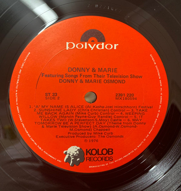 Donny & Marie* : Featuring Songs From Their Television Show (LP, Album)
