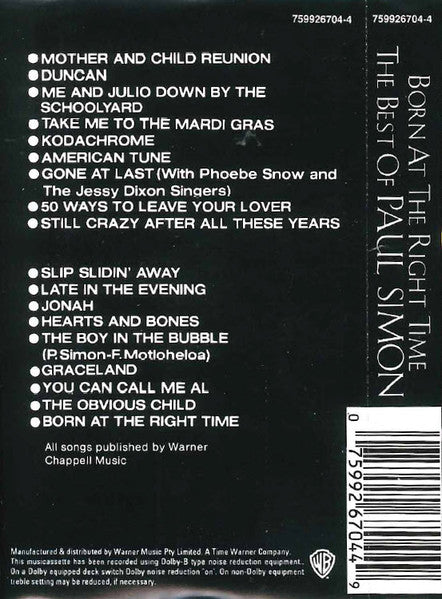 Paul Simon : Born At The Right Time - The Best Of Paul Simon (Cass, Comp, Dol)