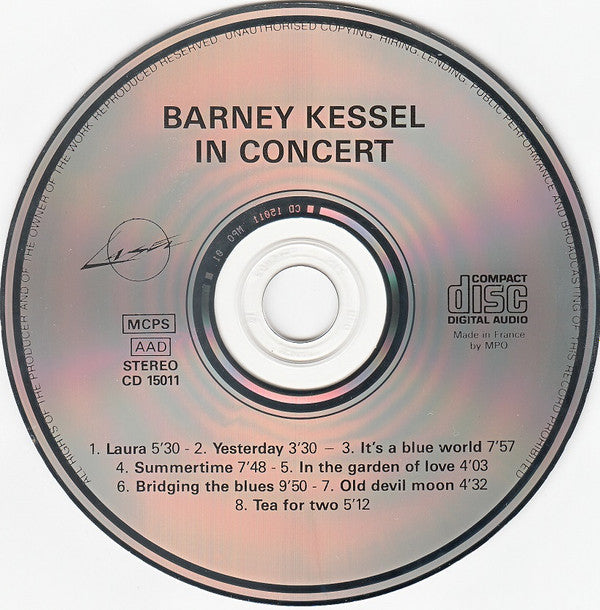 Barney Kessel : Barney Kessel In Concert (CD, Album, RE)