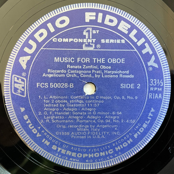 Luciano Rosada, Angelicum Orchestra*, F.J. Haydn*, T. Albinoni*, G.F. Handel*, R. Schumann*, Renata Zanfini, Riccardo Castagnone : Music For The Oboe (LP)