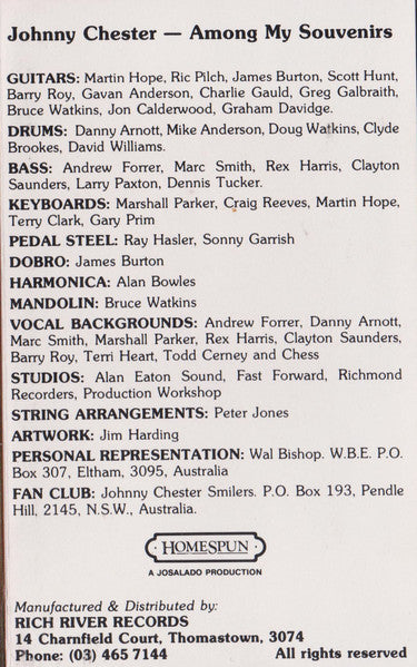 Johnny Chester : Among My Souvenirs (Cass, Album)