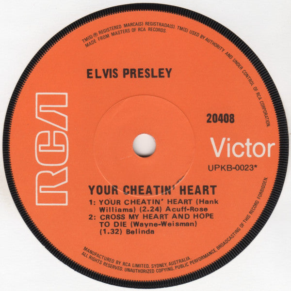 Elvis* : Your Cheatin' Heart (7", EP, RE)