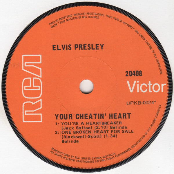 Elvis* : Your Cheatin' Heart (7", EP, RE)