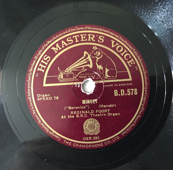 Reginald Foort : Minuet / Largo (Shellac, 10", RP)