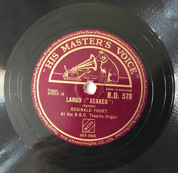 Reginald Foort : Minuet / Largo (Shellac, 10", RP)