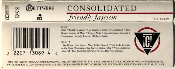 Consolidated : Friendly Fa$cism (Cass, Album, Dol)